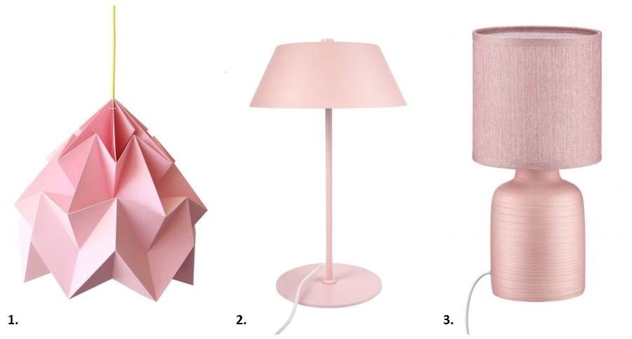 Różowe lampy do domu: biurkowe, stołowe i wiszące.