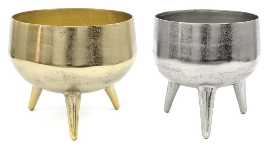 Złota i srebrna doniczka na nóżkach ze sklepu Styl Dekor